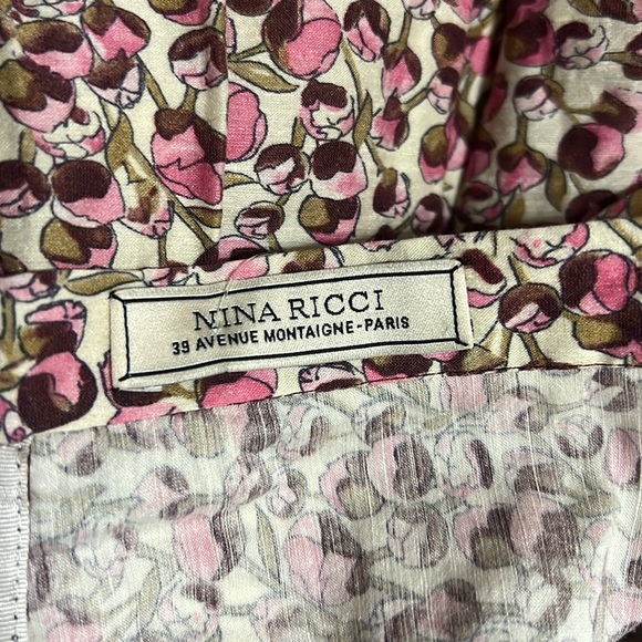 NINA RICCI • Paris• Pink Poppy Floral Linen Skirt 36| 4 Made in France - Picture 13 of 16